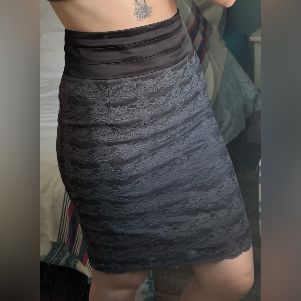 H&M Gray Ruched Pencil Skirt Cocktail